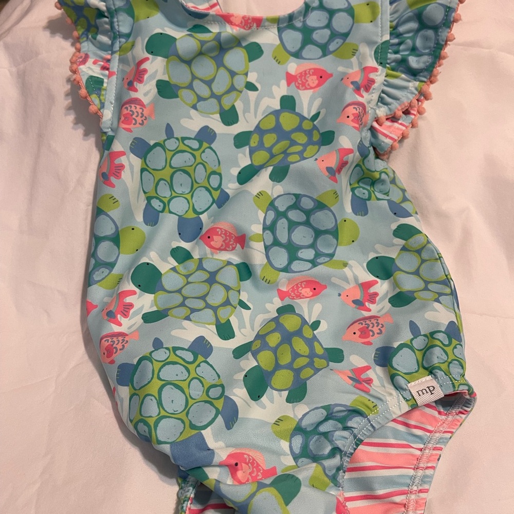 🐢💖Kids Turtle Print One Piece reversible  - Blue and Green
